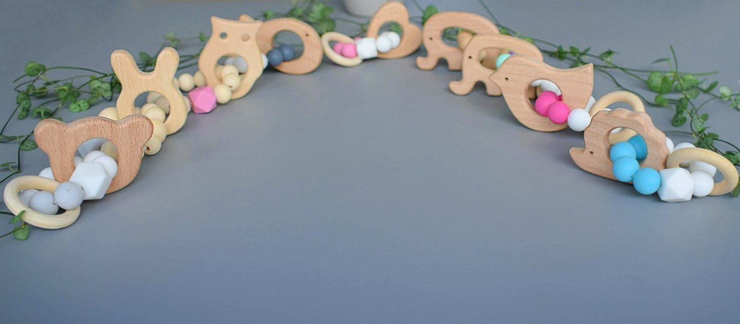 Organic Holz- Beissring für Babys - Tierenserie