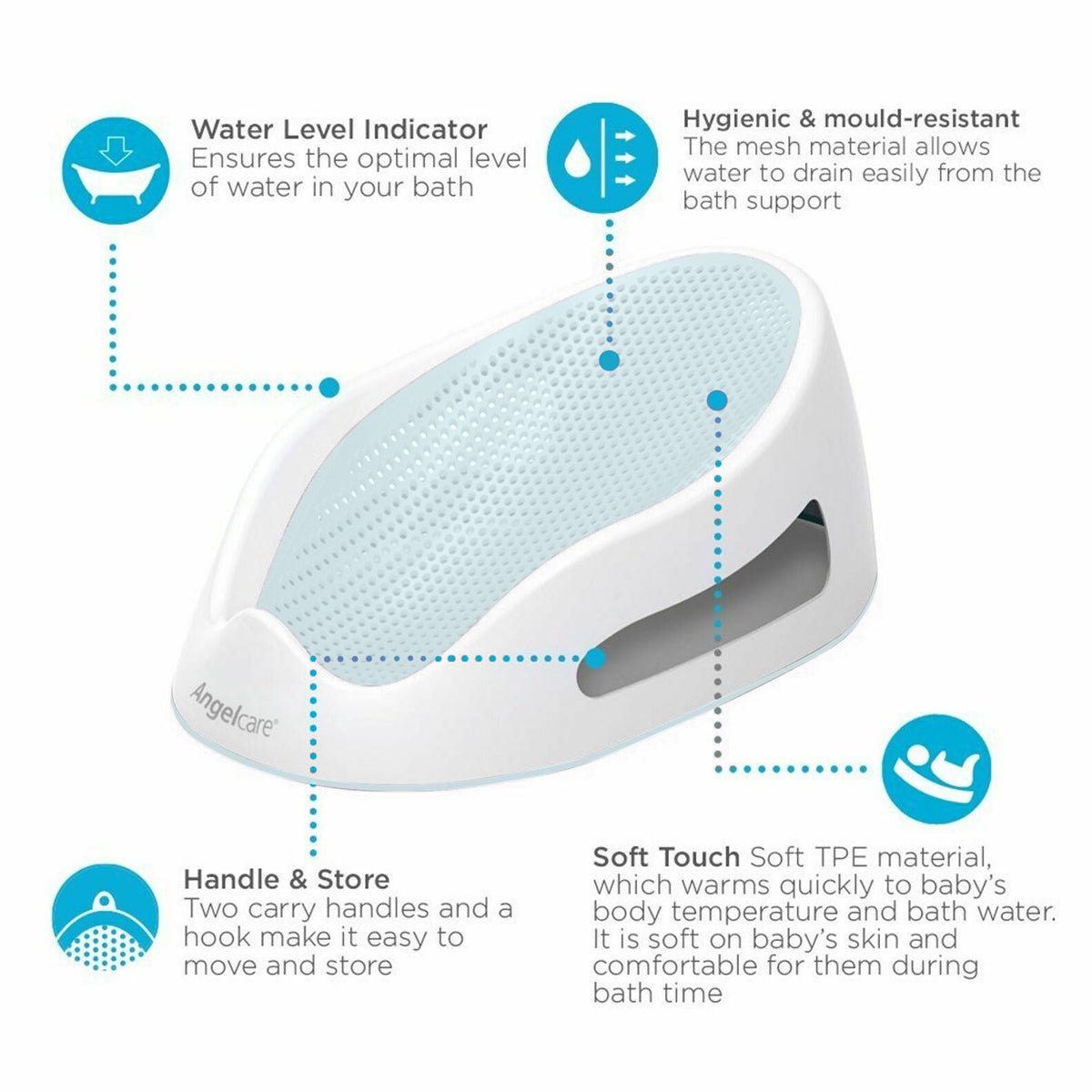 Angelcare AC580 Baby Badewannen-Sitz – Light Aqua