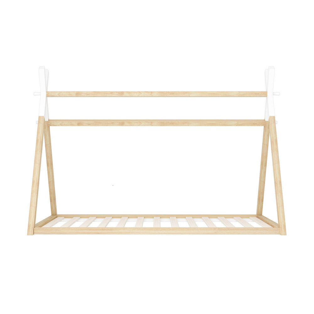 NNEED Kids Bed Frame Wooden King Single Teepee House-3