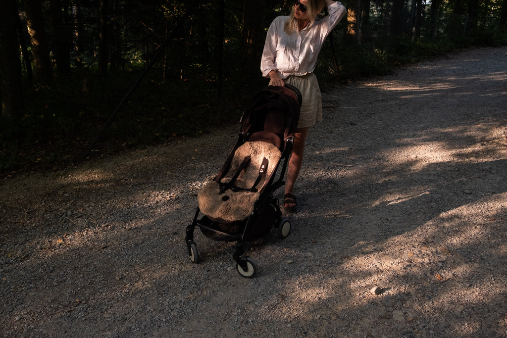 Greige Natural Sheepskin Stroller Liner