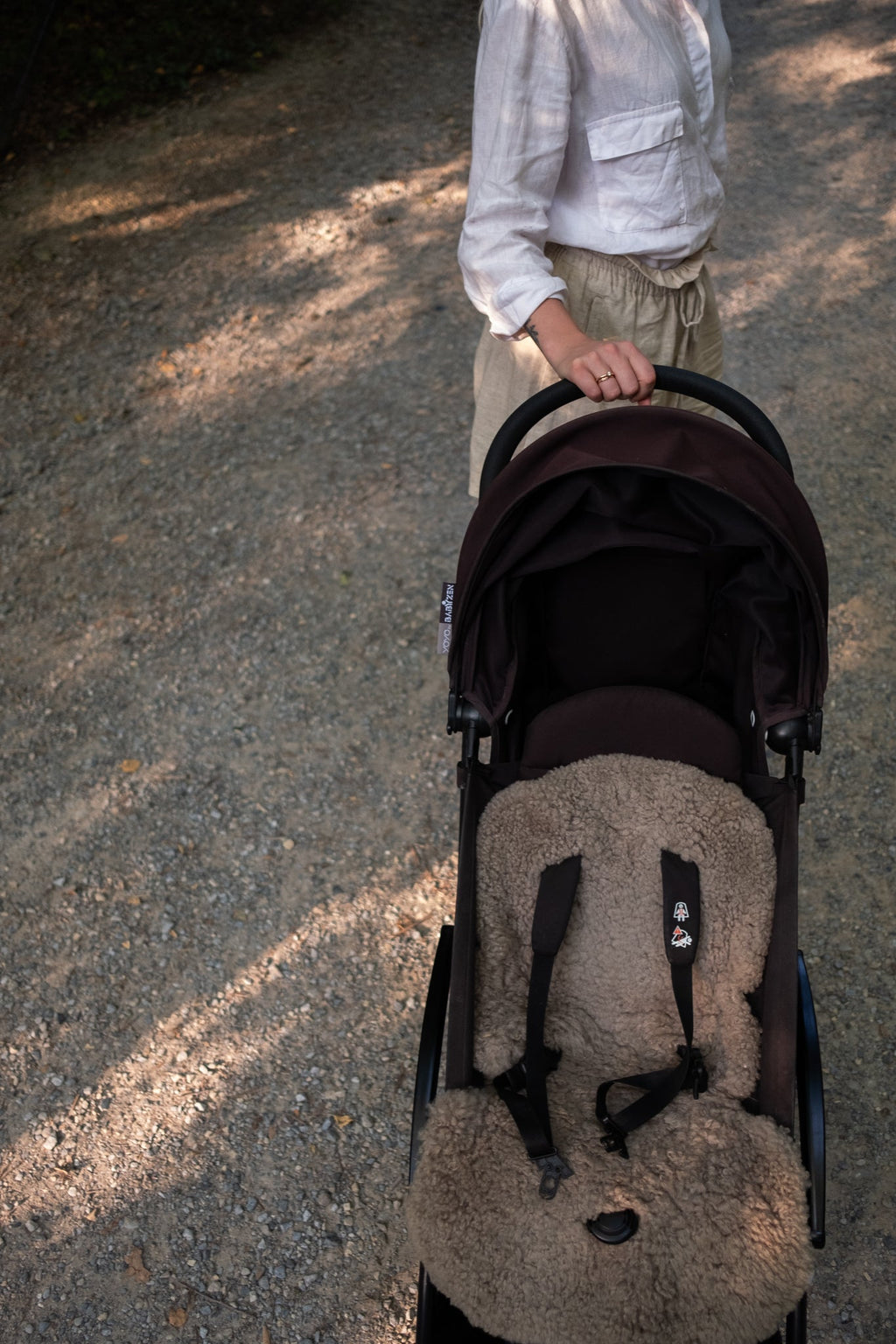 Greige Natural Sheepskin Stroller Liner