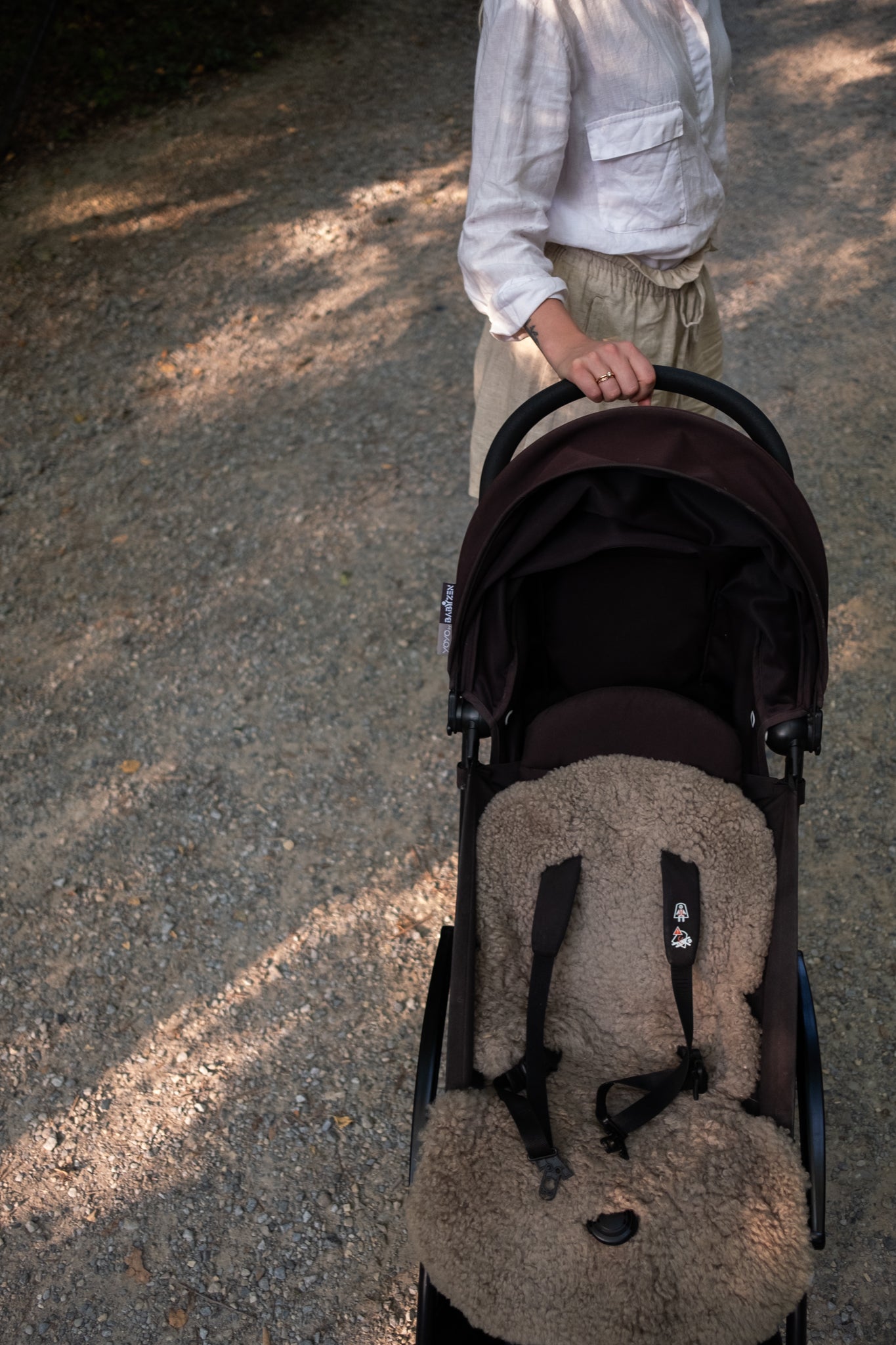 Greige Natural Sheepskin Stroller Liner