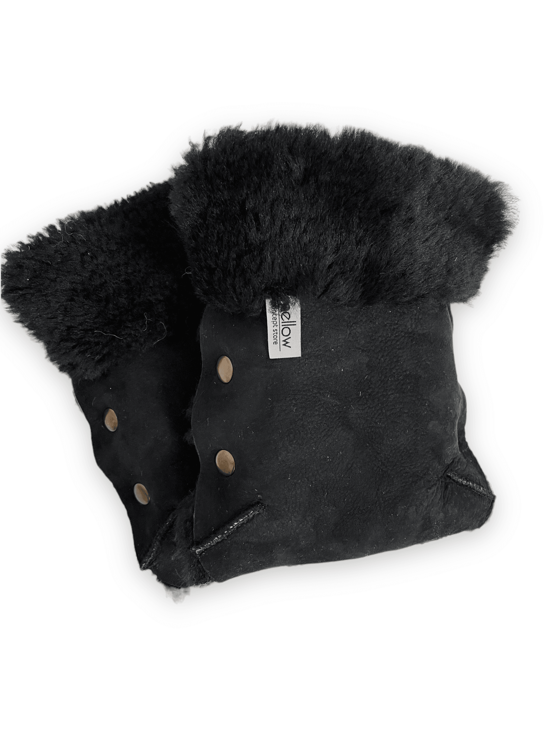 Black Natural Lambskin Stroller Hand Muffs