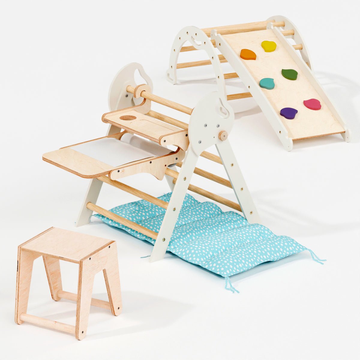 Montessori 4in1 Kletterdreieck für Babys: Pikler-Dreieck, Kletterbogen, Rutschbrett und Kissen für Kleinkinder (1–3 Jahre)-16