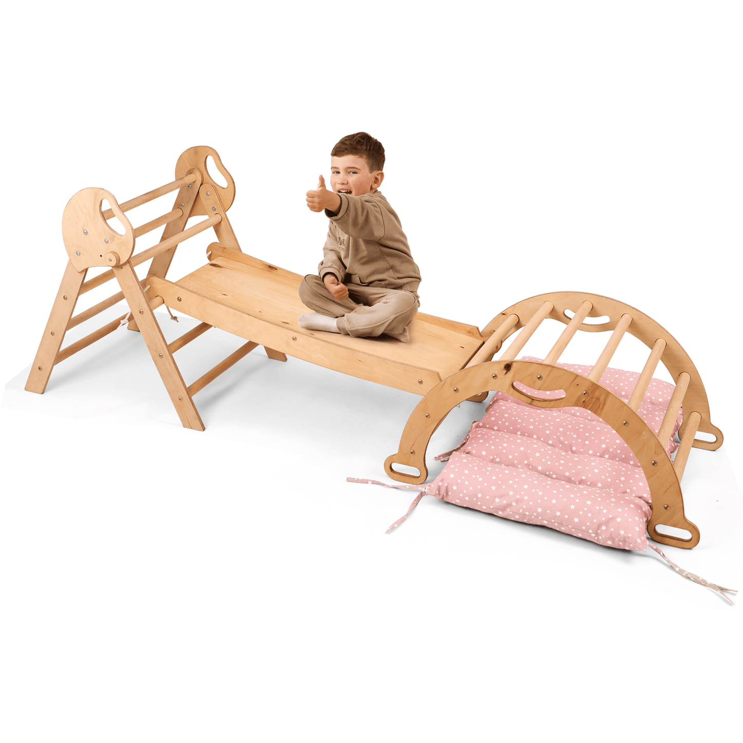 Montessori 4in1 Kletterdreieck für Babys: Pikler-Dreieck, Kletterbogen, Rutschbrett und Kissen für Kleinkinder (1–3 Jahre)-7