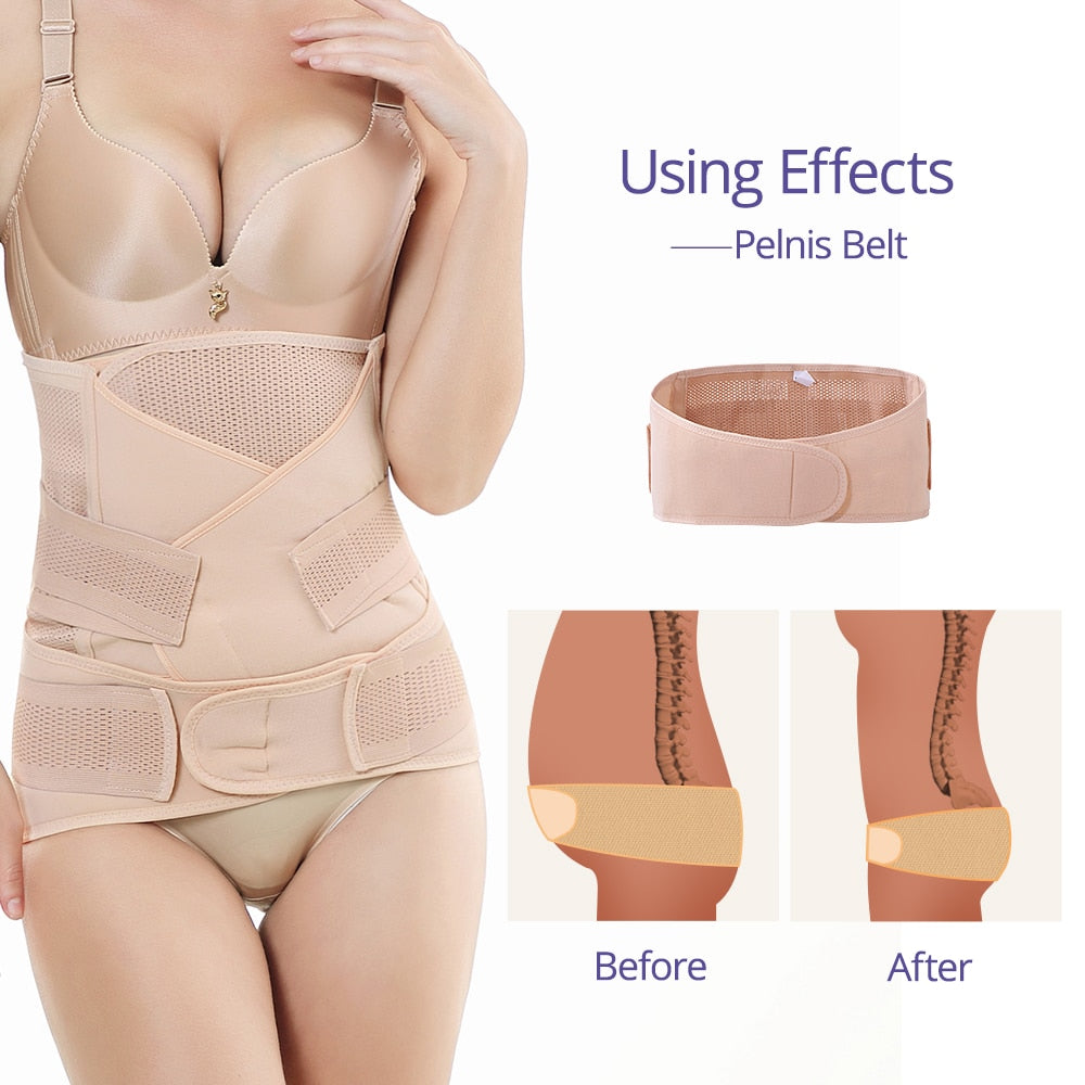 3in1 Belly/Abdomen/Pelvis Postpartum Belt Body Recovery Shapewear Waist Cinchers Waist Trainer Corset Belly Bands Support-3